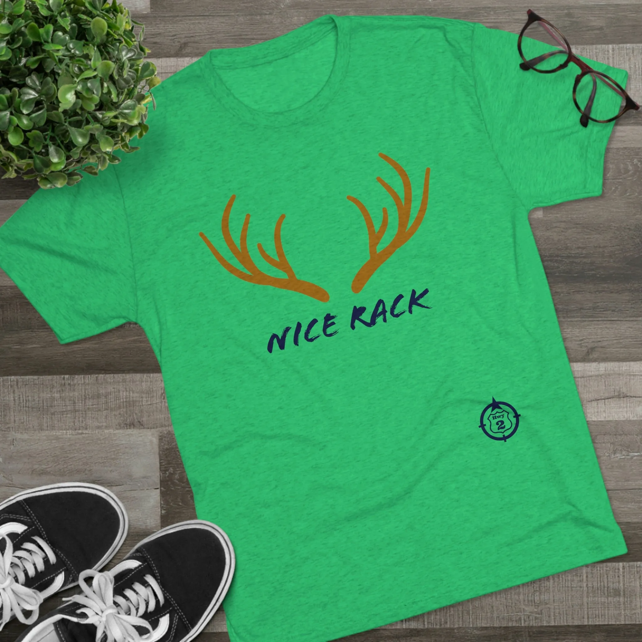 Nice Rack - Antlers - North of Hwy 2 - Unisex Tri-Blend Crew Tee