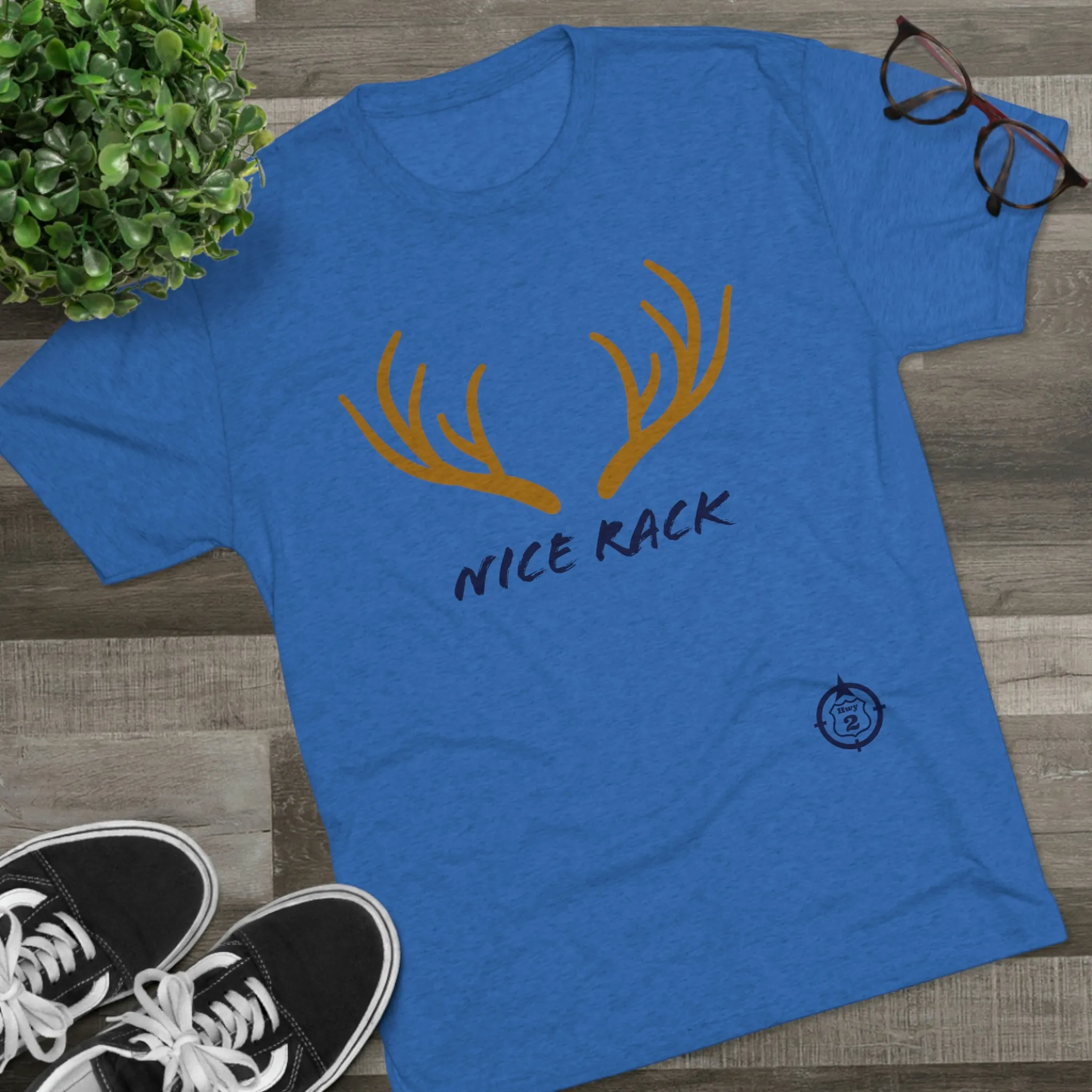 Nice Rack - Antlers - North of Hwy 2 - Unisex Tri-Blend Crew Tee