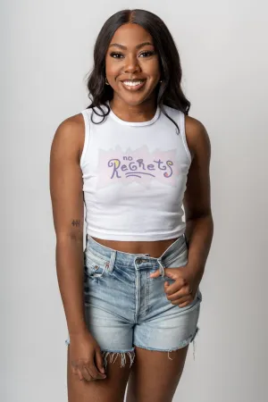 No regrets crop tank top white