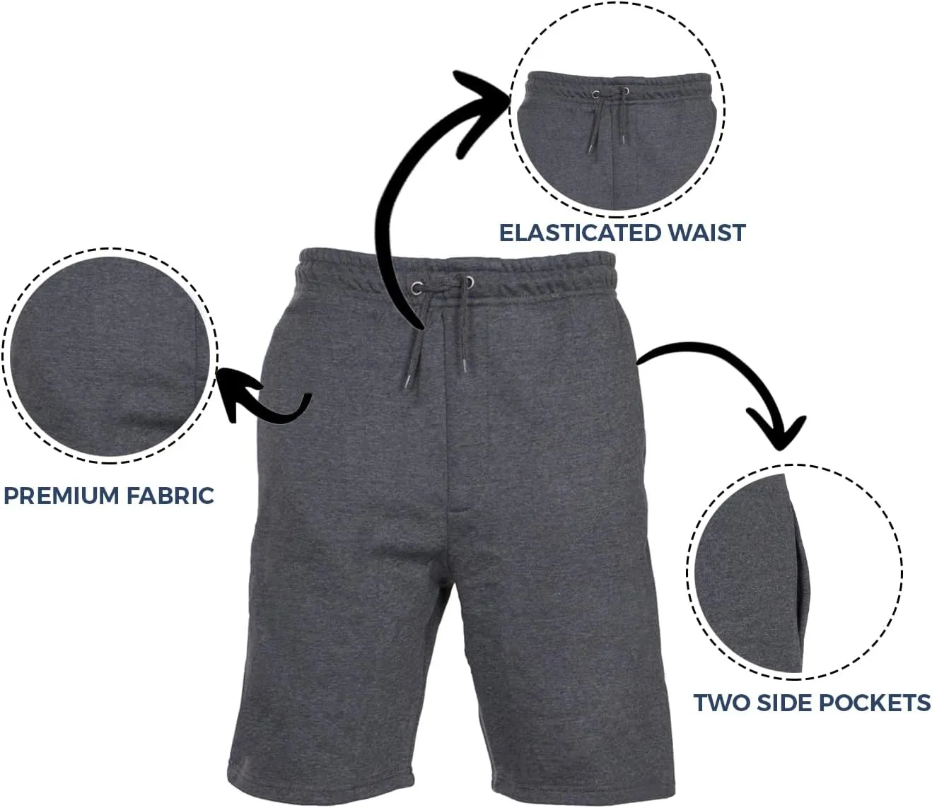 NOROZE Mens Fleece Shorts Training Joggers Lounge Pants Jersey Pyjama Short Trouser