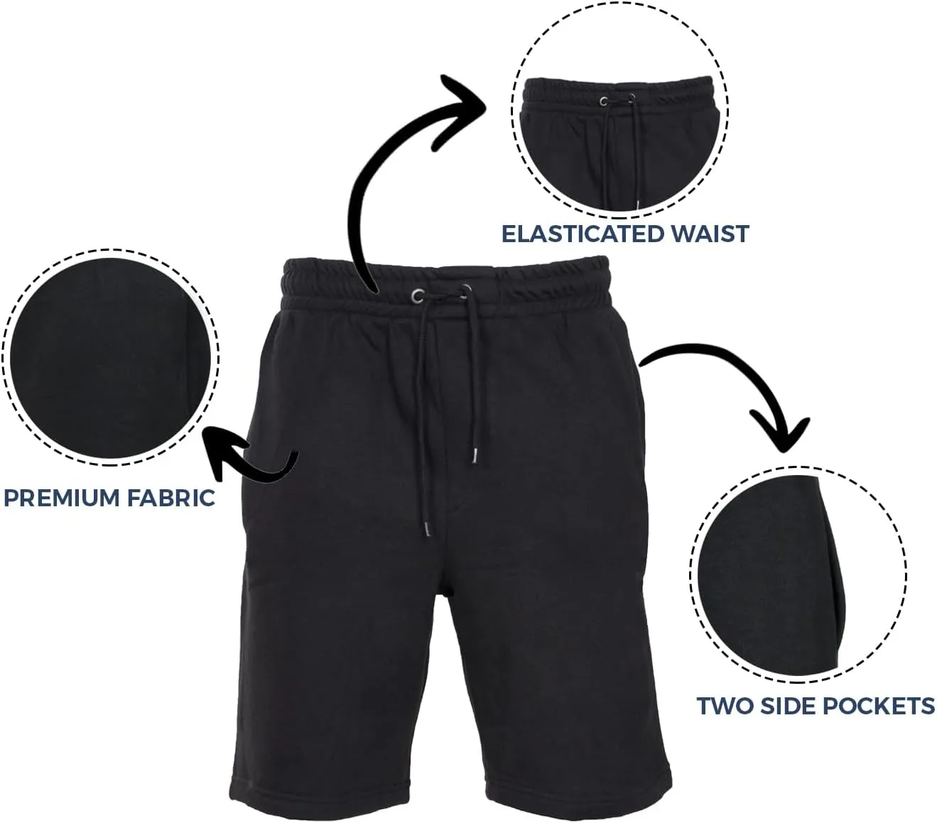 NOROZE Mens Fleece Shorts Training Joggers Lounge Pants Jersey Pyjama Short Trouser