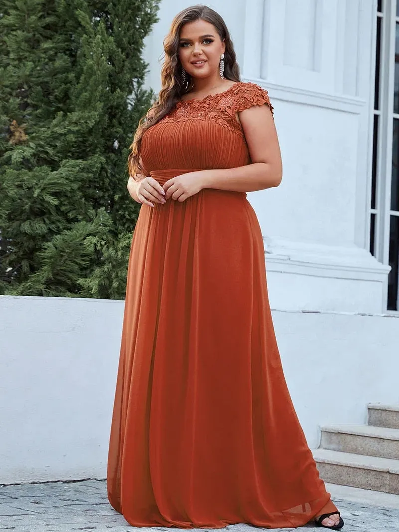 O-Neck Sleeveless Lace A-Line Floor-Length Orchid Elegant Gown