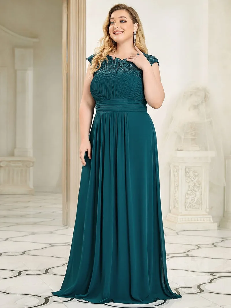 O-Neck Sleeveless Lace A-Line Floor-Length Orchid Elegant Gown