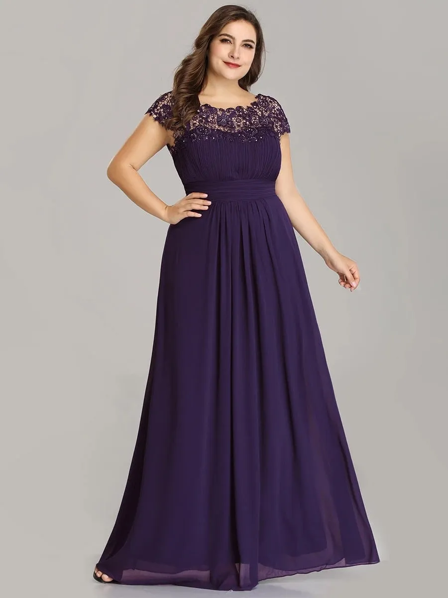 O-Neck Sleeveless Lace A-Line Floor-Length Orchid Elegant Gown