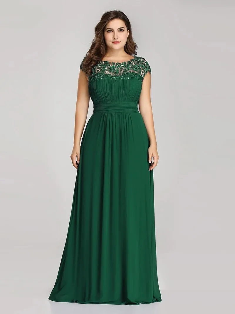O-Neck Sleeveless Lace A-Line Floor-Length Orchid Elegant Gown