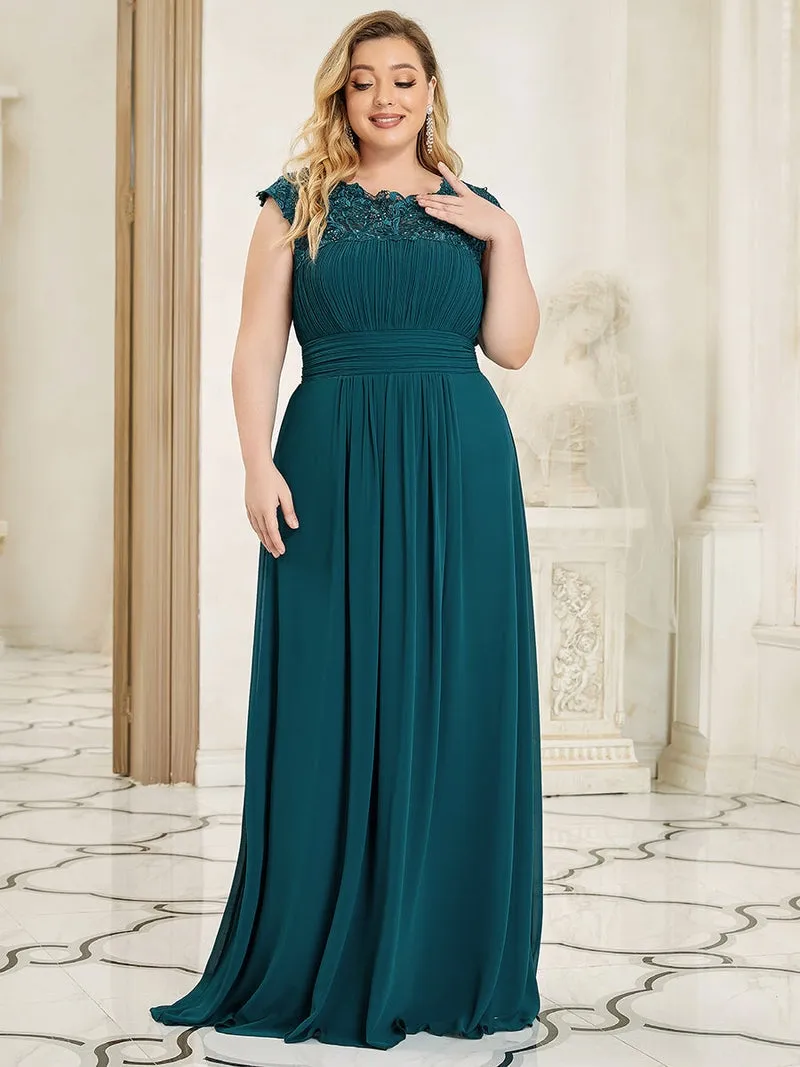 O-Neck Sleeveless Lace A-Line Floor-Length Orchid Elegant Gown