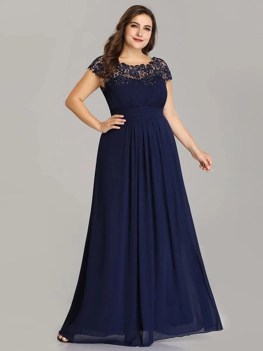 O-Neck Sleeveless Lace A-Line Floor-Length Orchid Elegant Gown