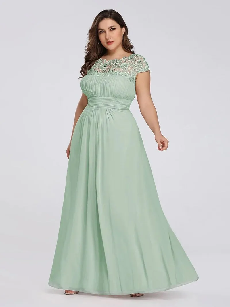O-Neck Sleeveless Lace A-Line Floor-Length Orchid Elegant Gown