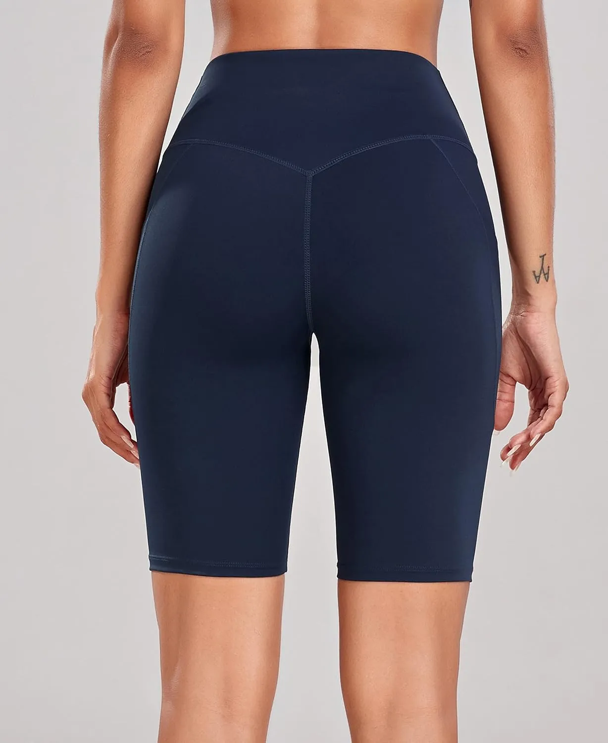 Oalka Women's Short Yoga Side Pockets High Waist Workout Running Shorts