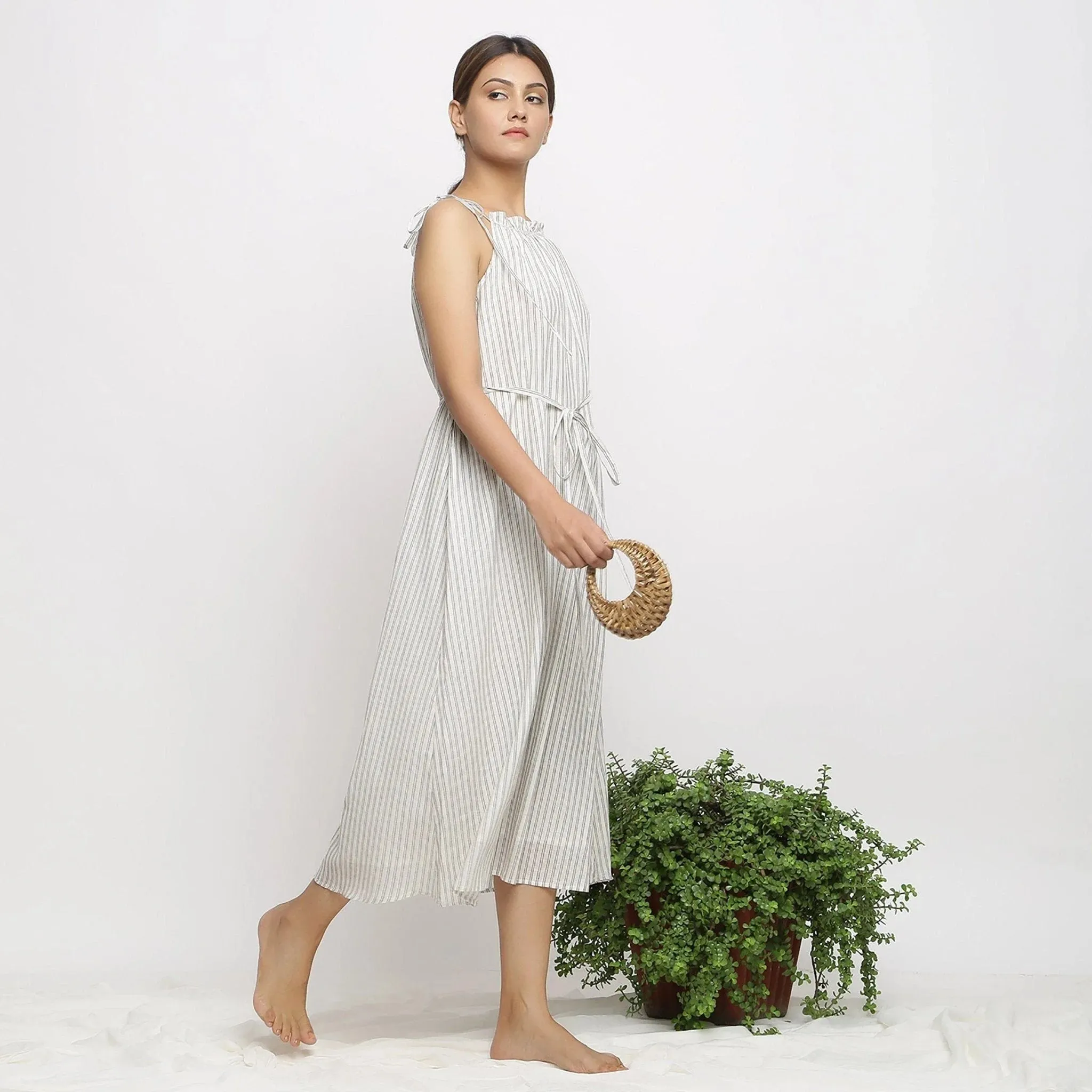 Off-White Strappy Cotton Muslin Camisole Maxi Dress