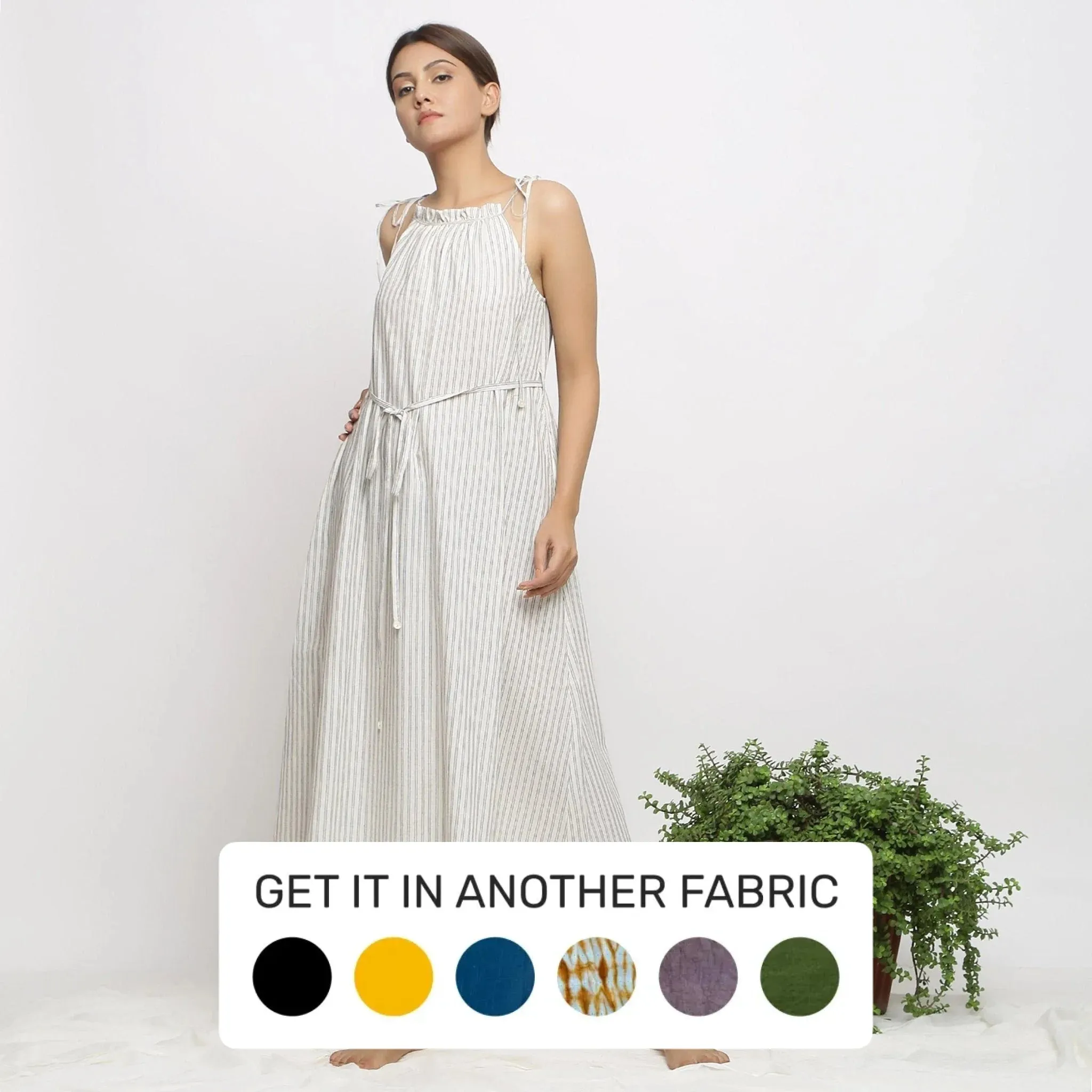 Off-White Strappy Cotton Muslin Camisole Maxi Dress