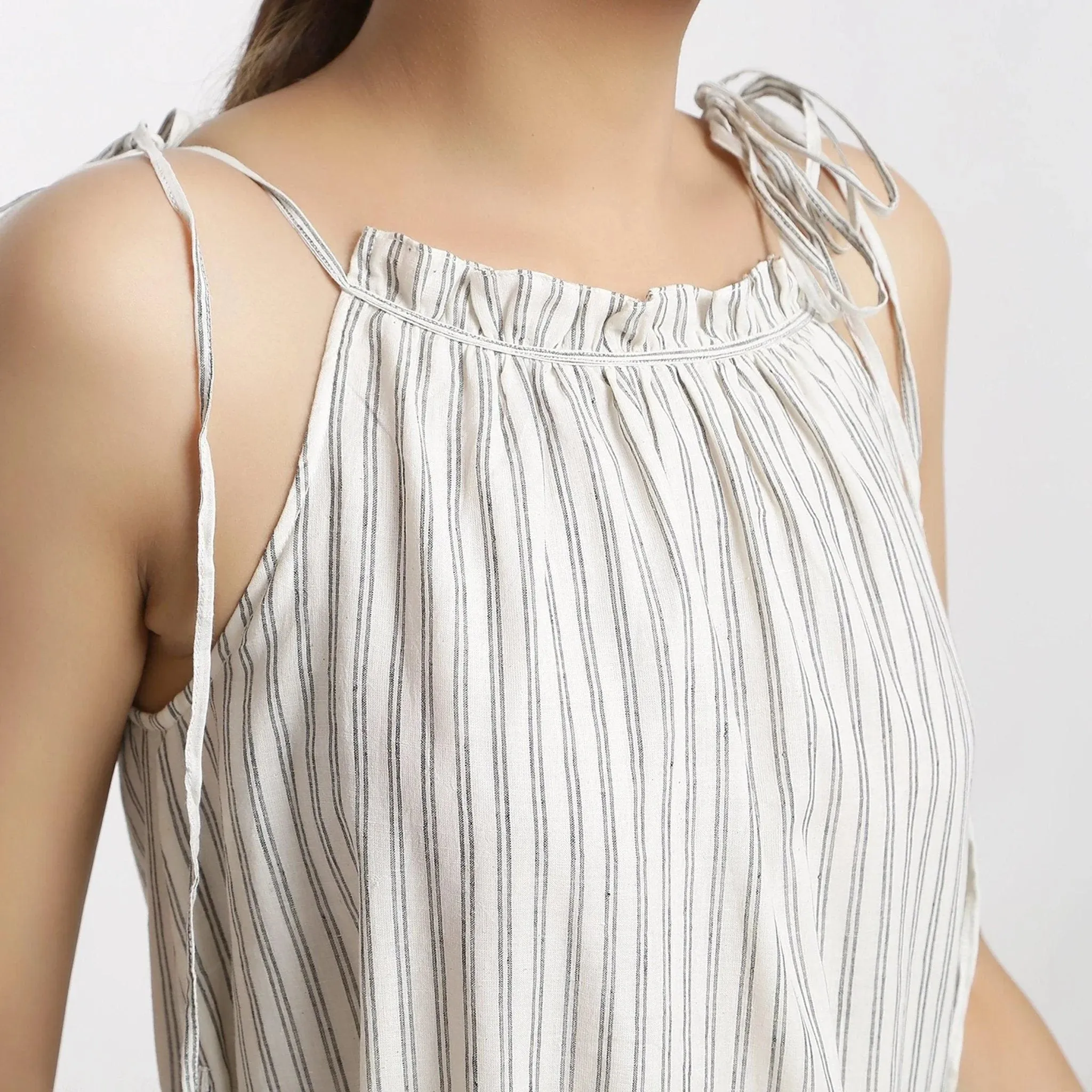 Off-White Strappy Cotton Muslin Camisole Maxi Dress