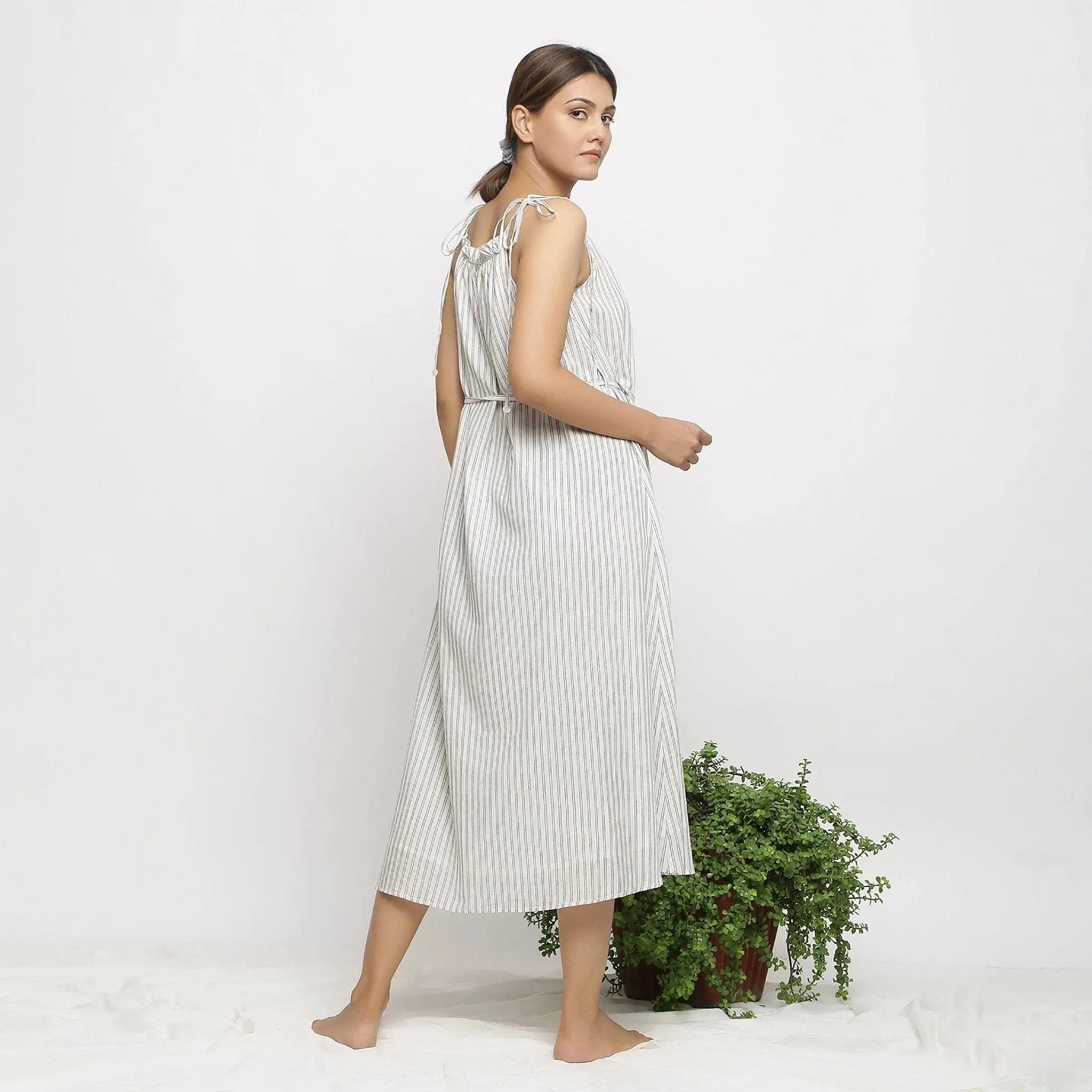 Off-White Strappy Cotton Muslin Camisole Maxi Dress