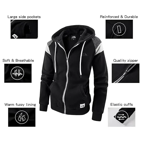 OHSNMAKSL Men's Full Zip Hoodie Fleece Jacket Sweatshirt Lined work coat 21-M-WY-08#Black-L