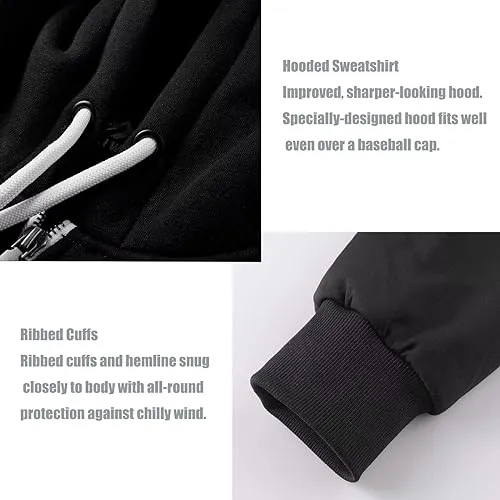 OHSNMAKSL Men's Full Zip Hoodie Fleece Jacket Sweatshirt Lined work coat 21-M-WY-08#Black-L