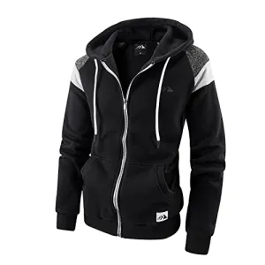 OHSNMAKSL Men's Full Zip Hoodie Fleece Jacket Sweatshirt Lined work coat 21-M-WY-08#Black-L