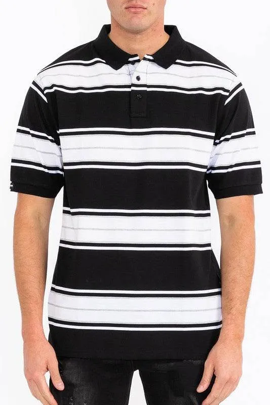 Old School Striped Pique Polo Shirt