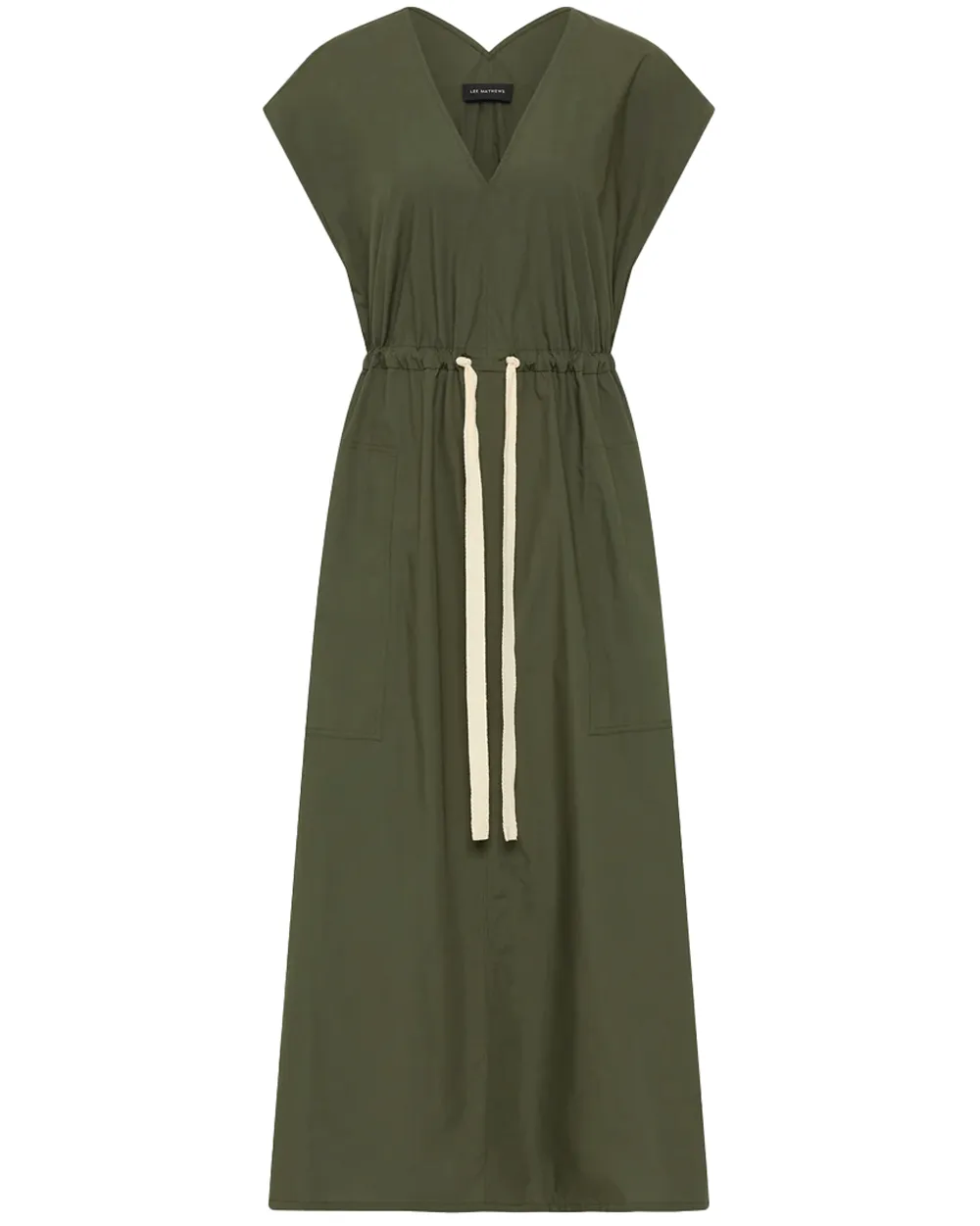 Olive LM Poplin V Neck Dress