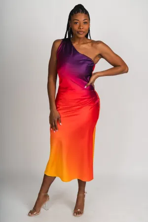 One shoulder maxi dress sunset cosmo