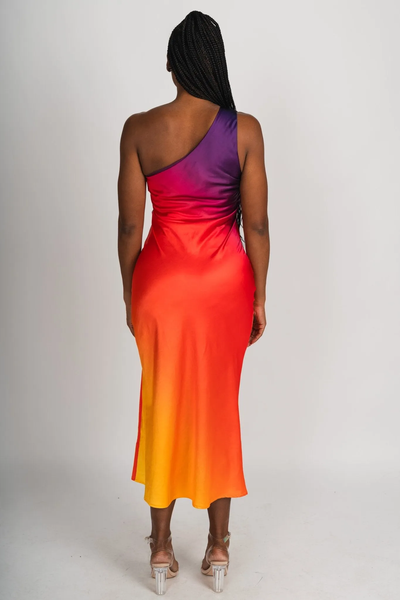 One shoulder maxi dress sunset cosmo