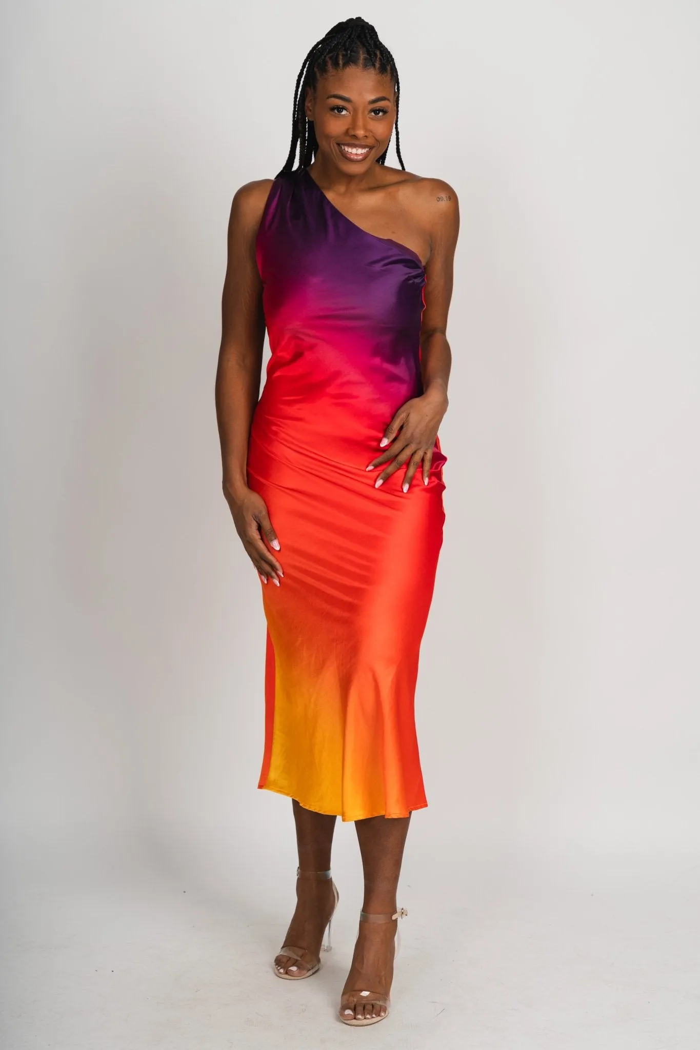 One shoulder maxi dress sunset cosmo