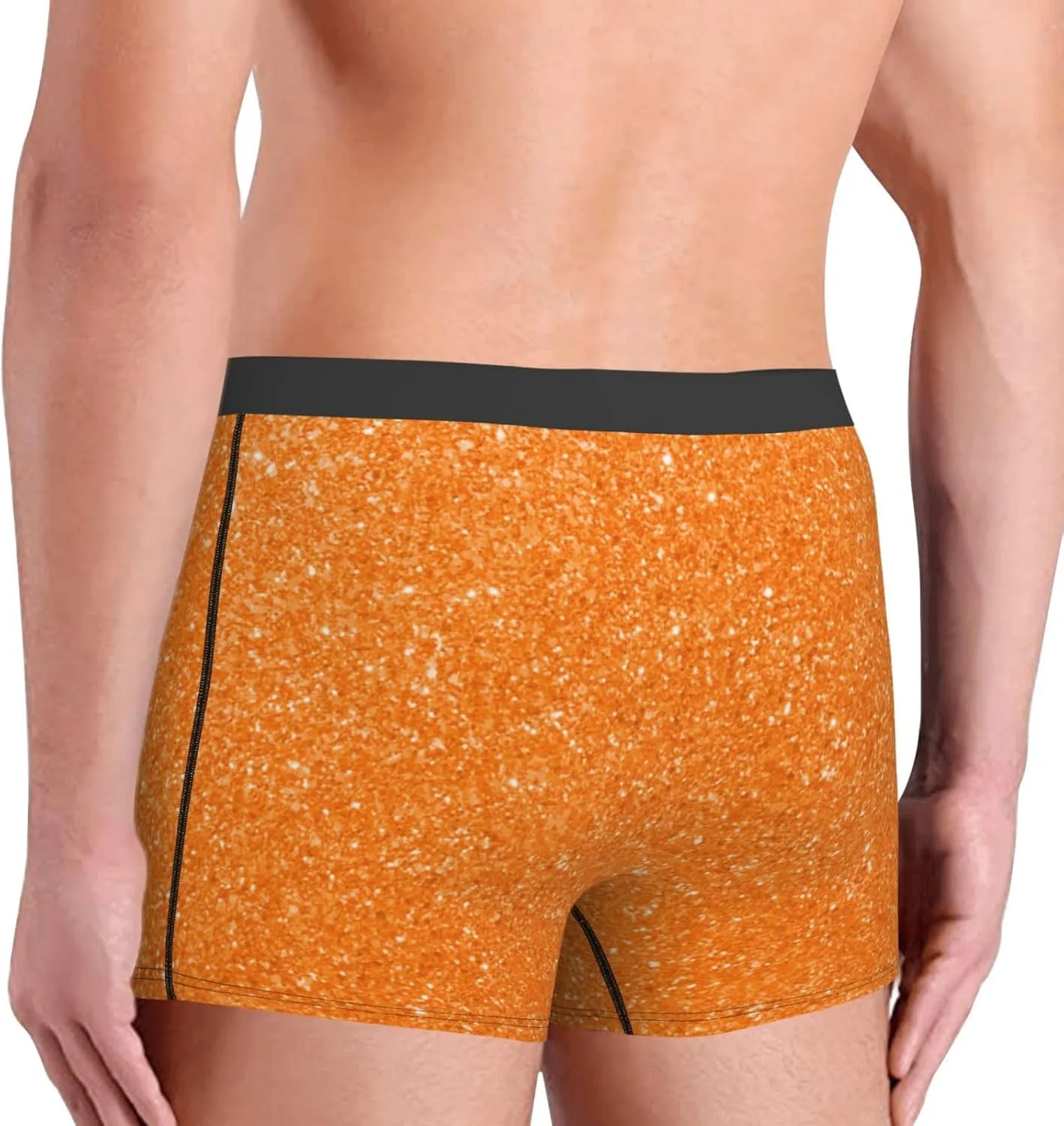 Orange Glitter2 Print Boxer Briefs For Men Breathable Underwear-