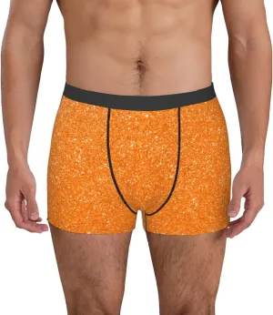 Orange Glitter2 Print Boxer Briefs For Men Breathable Underwear-