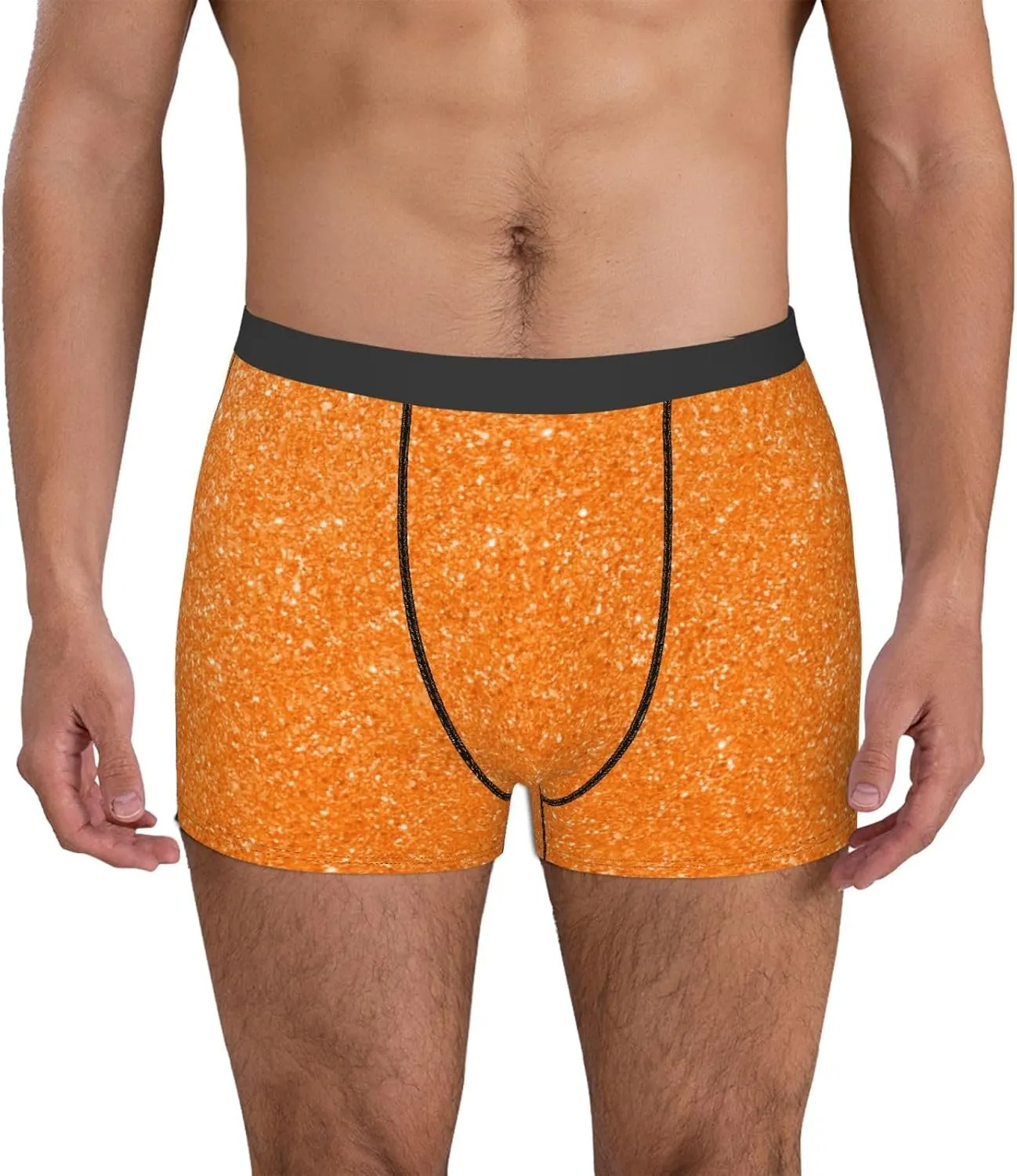 Orange Glitter2 Print Boxer Briefs For Men Breathable Underwear-