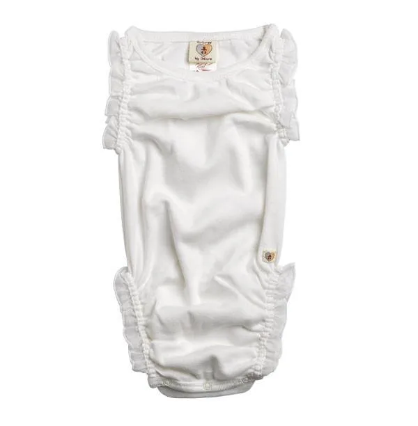Organic Frilly Romper - Milk