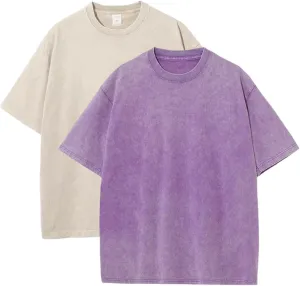 Oversized Tshirts for Men Gym Vintage Heavyweight T Shirts Cotton Workout Acid Wash Baggy Tees LTX006
