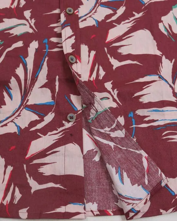 Oxblood Red Havana Leaves Shirt