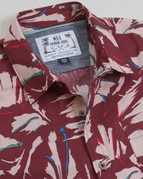 Oxblood Red Havana Leaves Shirt