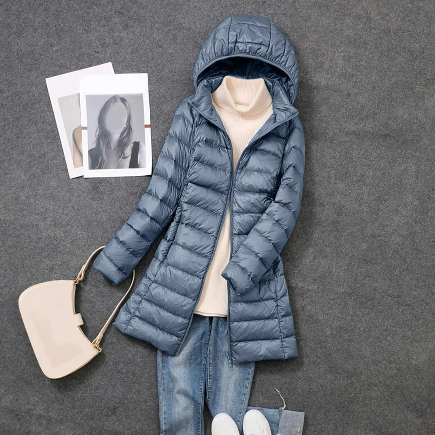 Packable Down Jacket Women's Quilted Lightweight Puffer Jacket Winter Coats for Women Long Padded Bubble Coat Outwear