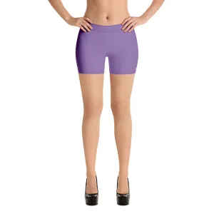 Pastel Purple Women's Shorts, Solid Color Light Purple Best Gym Elastic Shorts-Made in USA/EU