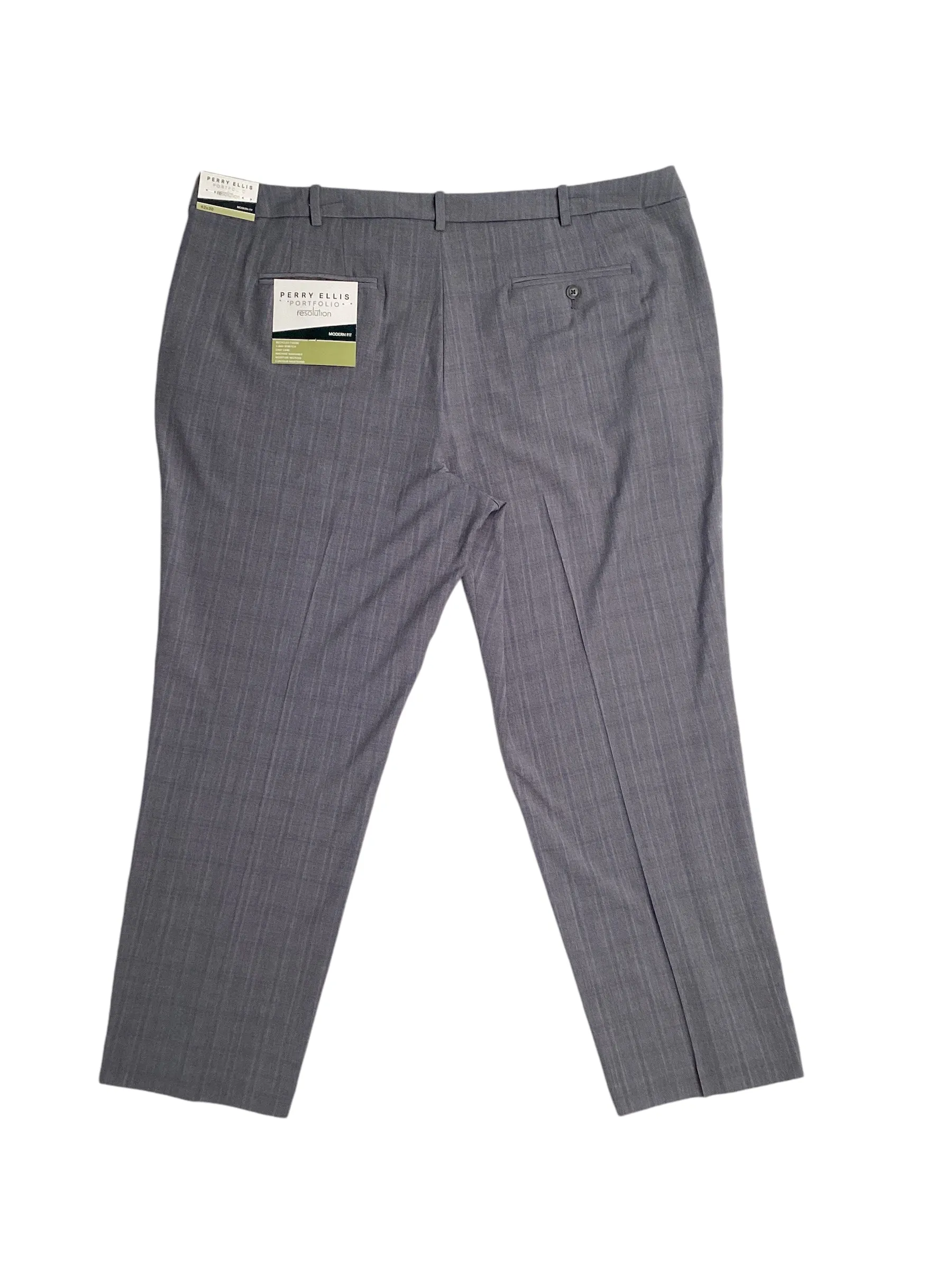 Perry Ellis Portfolio Mens Modern Fit Stretch Dress Pants Grey 34 x 32