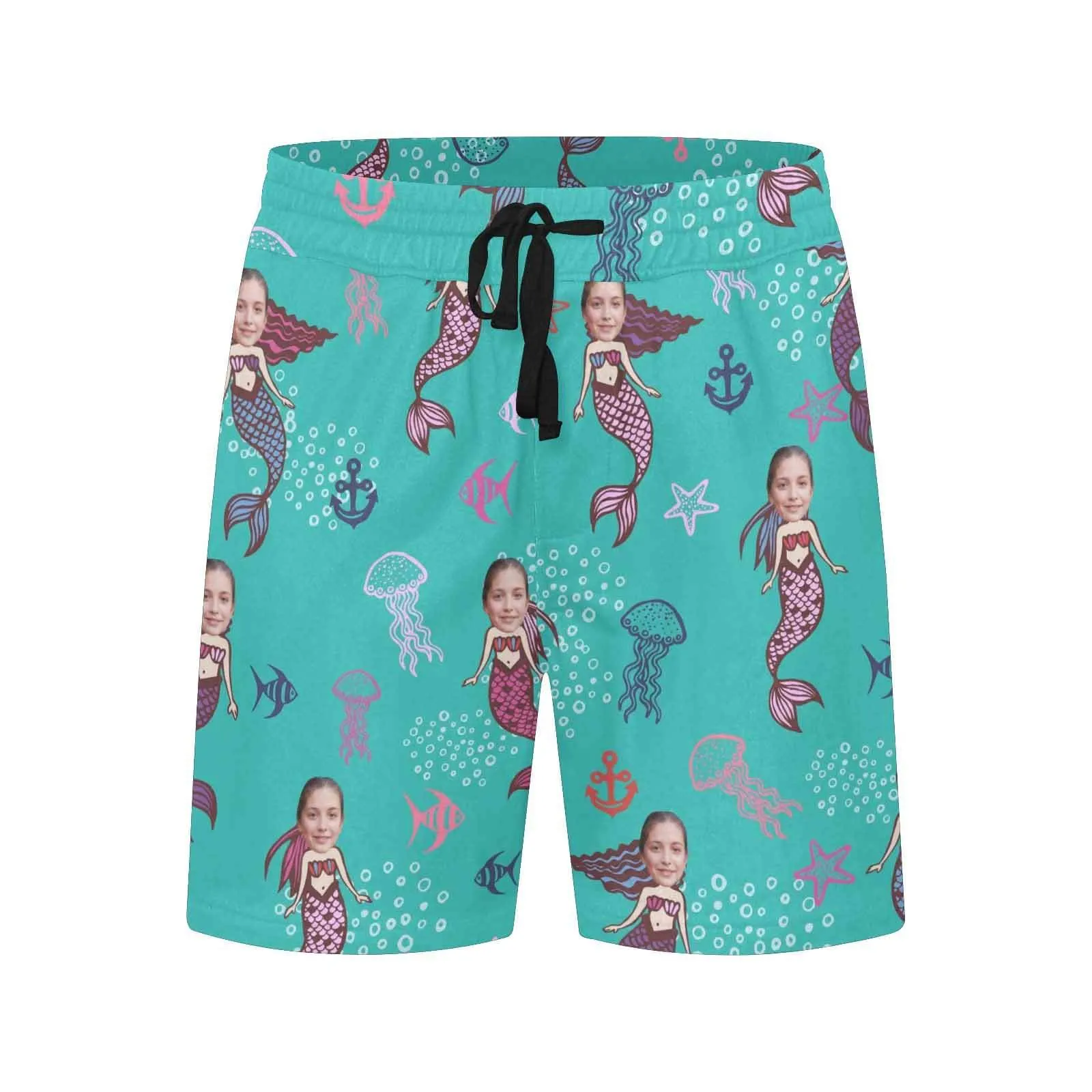 Personalized Swim Trunks Custom Face Mermaid Men's Quick Dry Swim Shorts with Girlfriend's Face