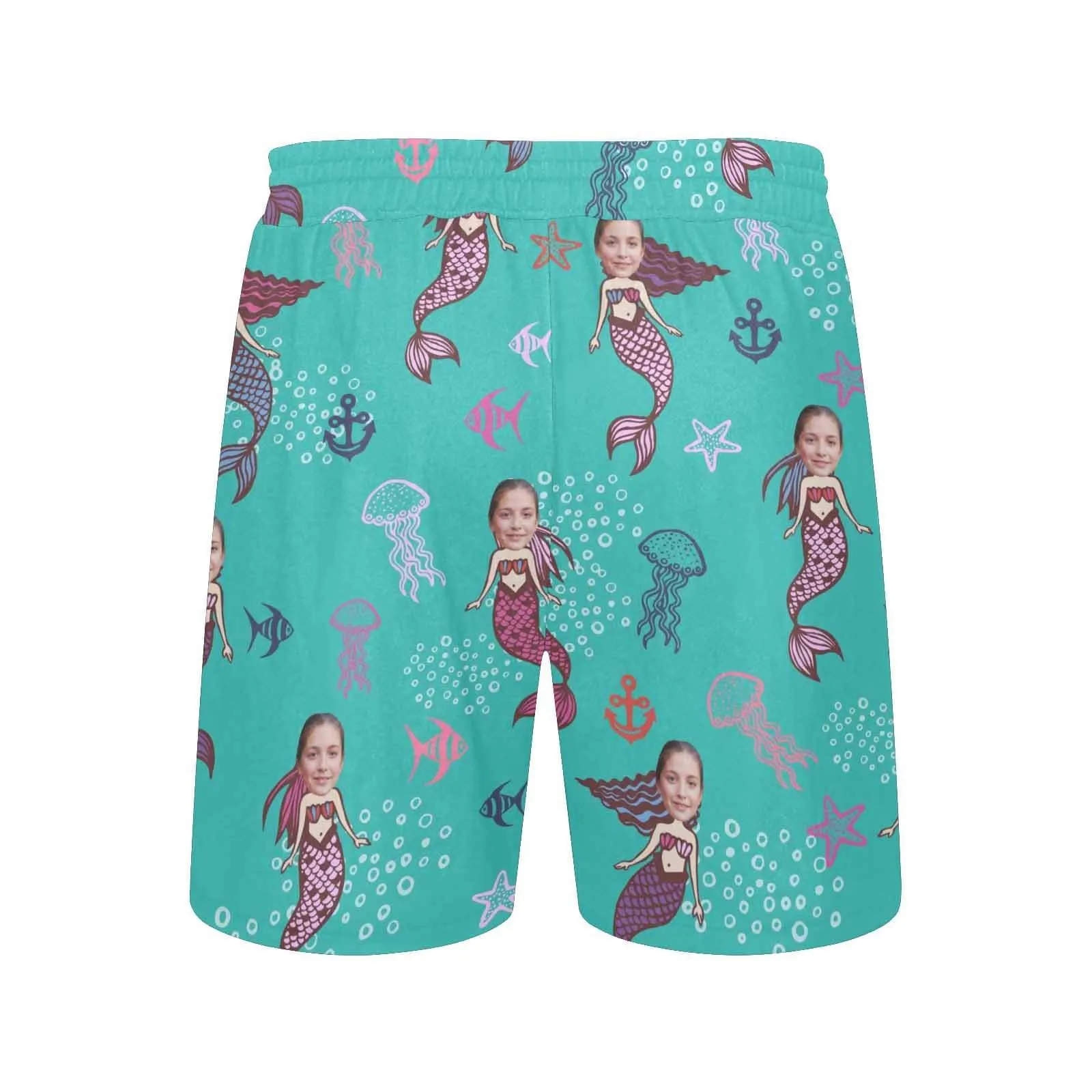 Personalized Swim Trunks Custom Face Mermaid Men's Quick Dry Swim Shorts with Girlfriend's Face