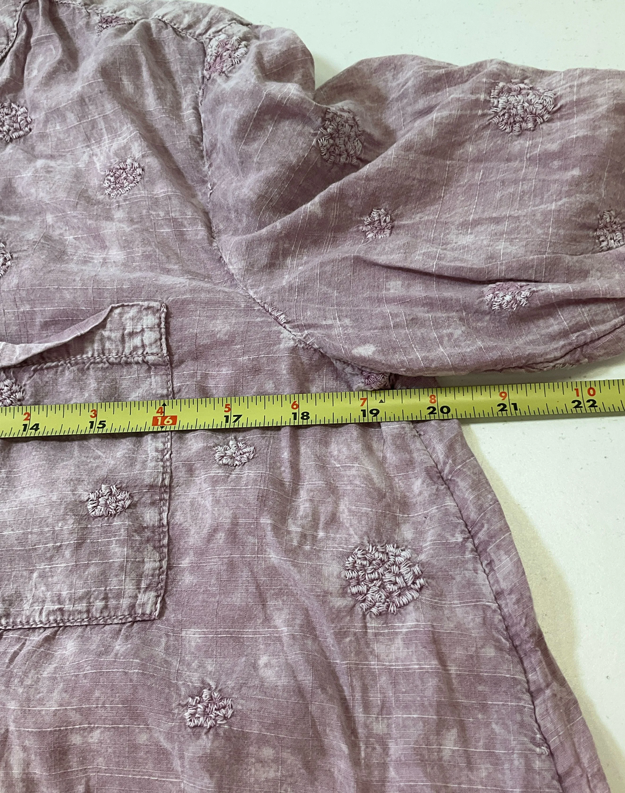 Pilcro Anthropology Women's Lilac Purple Shirt Button Up Blouse Embroidered Sz S
