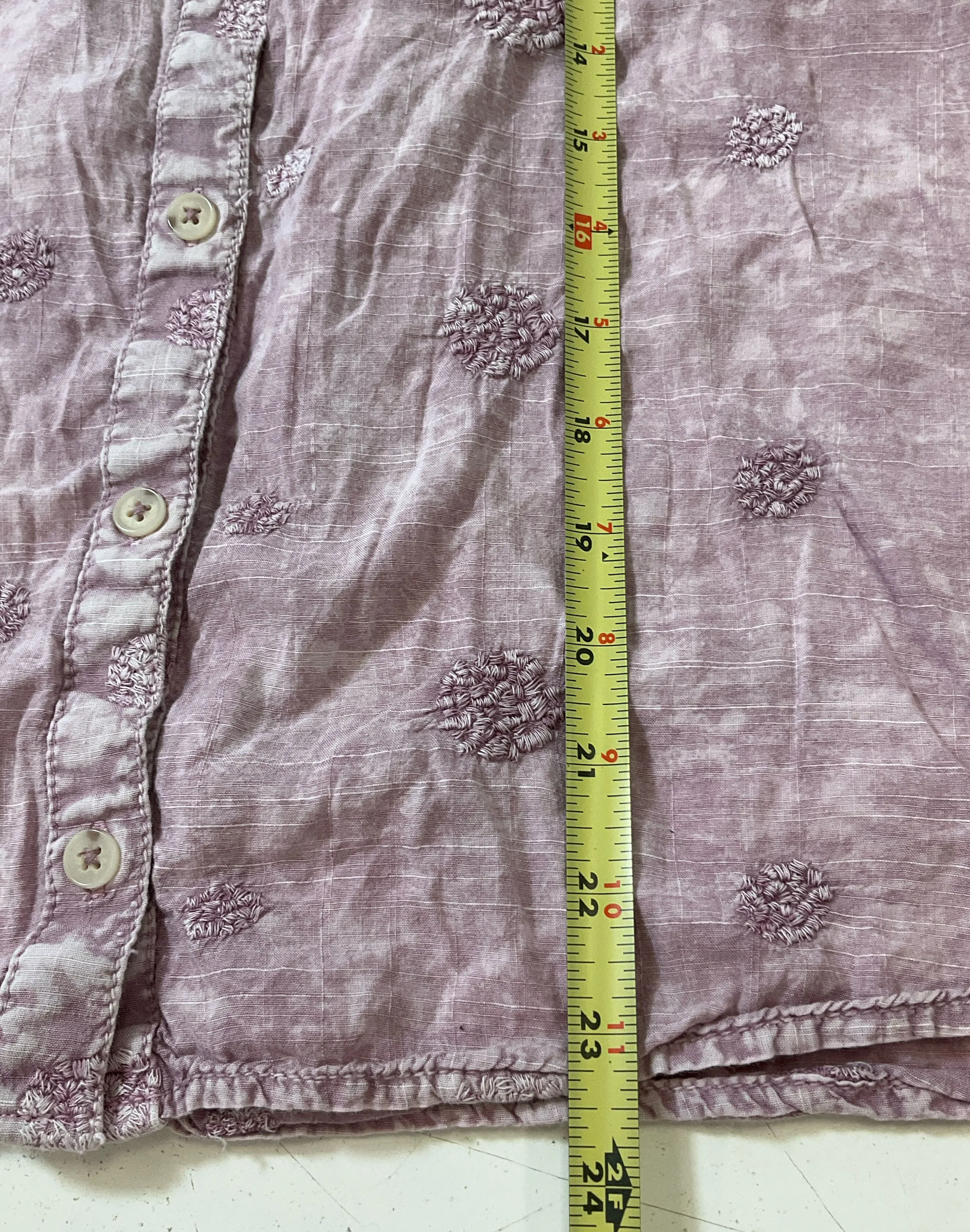 Pilcro Anthropology Women's Lilac Purple Shirt Button Up Blouse Embroidered Sz S