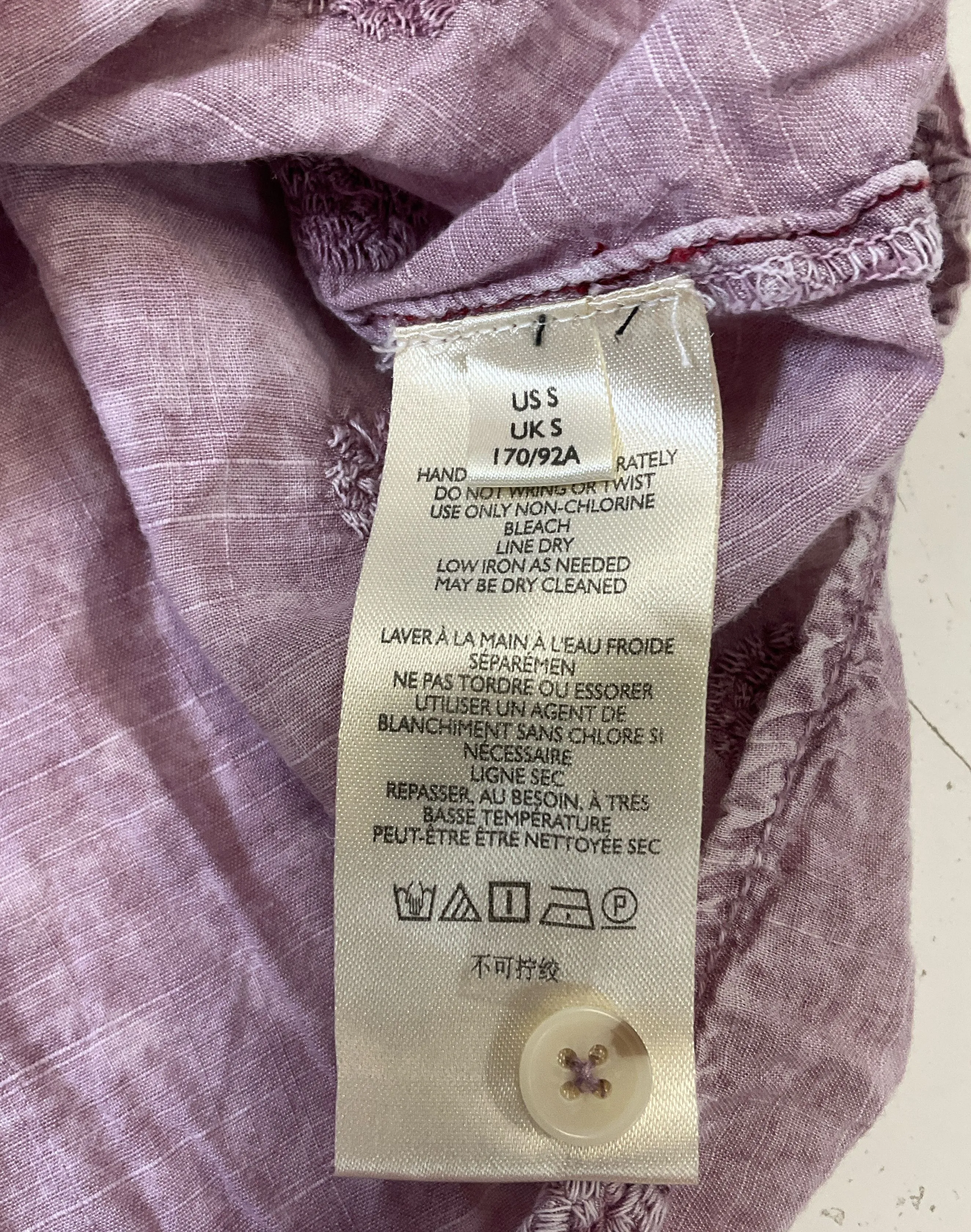 Pilcro Anthropology Women's Lilac Purple Shirt Button Up Blouse Embroidered Sz S
