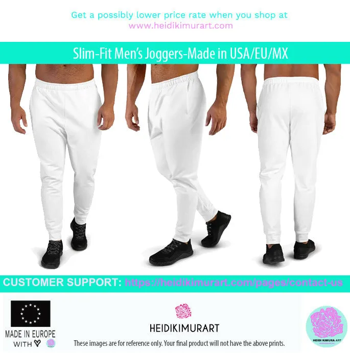 Pink Chevron Print Men's Joggers, Chevron Pattern Men's Slim-Fit Sweatpants - Made in USA/EU/MX