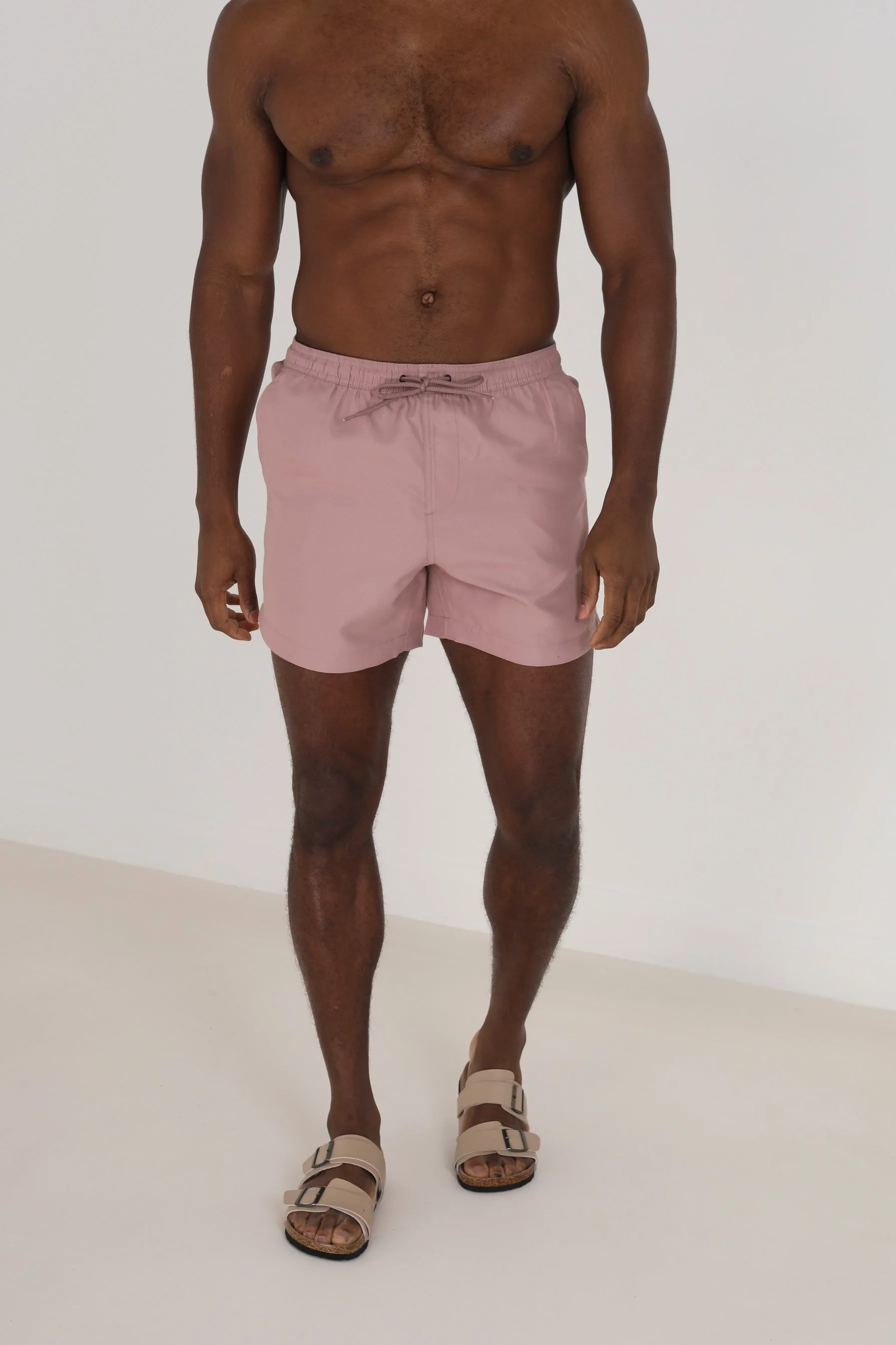 PINK SOLID ELASTICATED WAISTBAND SWIM SHORTS