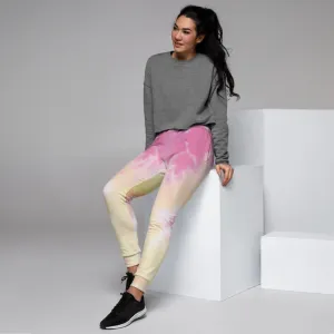 Pink Tie Dye Women's Joggers, Abstract Colorful Casual Soft Best Sweatpants-Made in EU