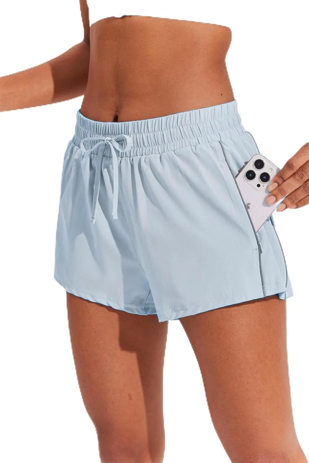 PINSPARK Running Shorts for Women Quick Dry Athletic Short High Wasit Pockets