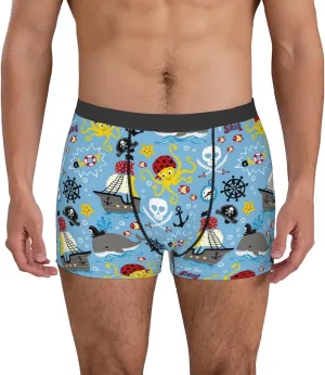 Pirate Marine Animals Print Boxer Briefs For Men Breathable Underwear-