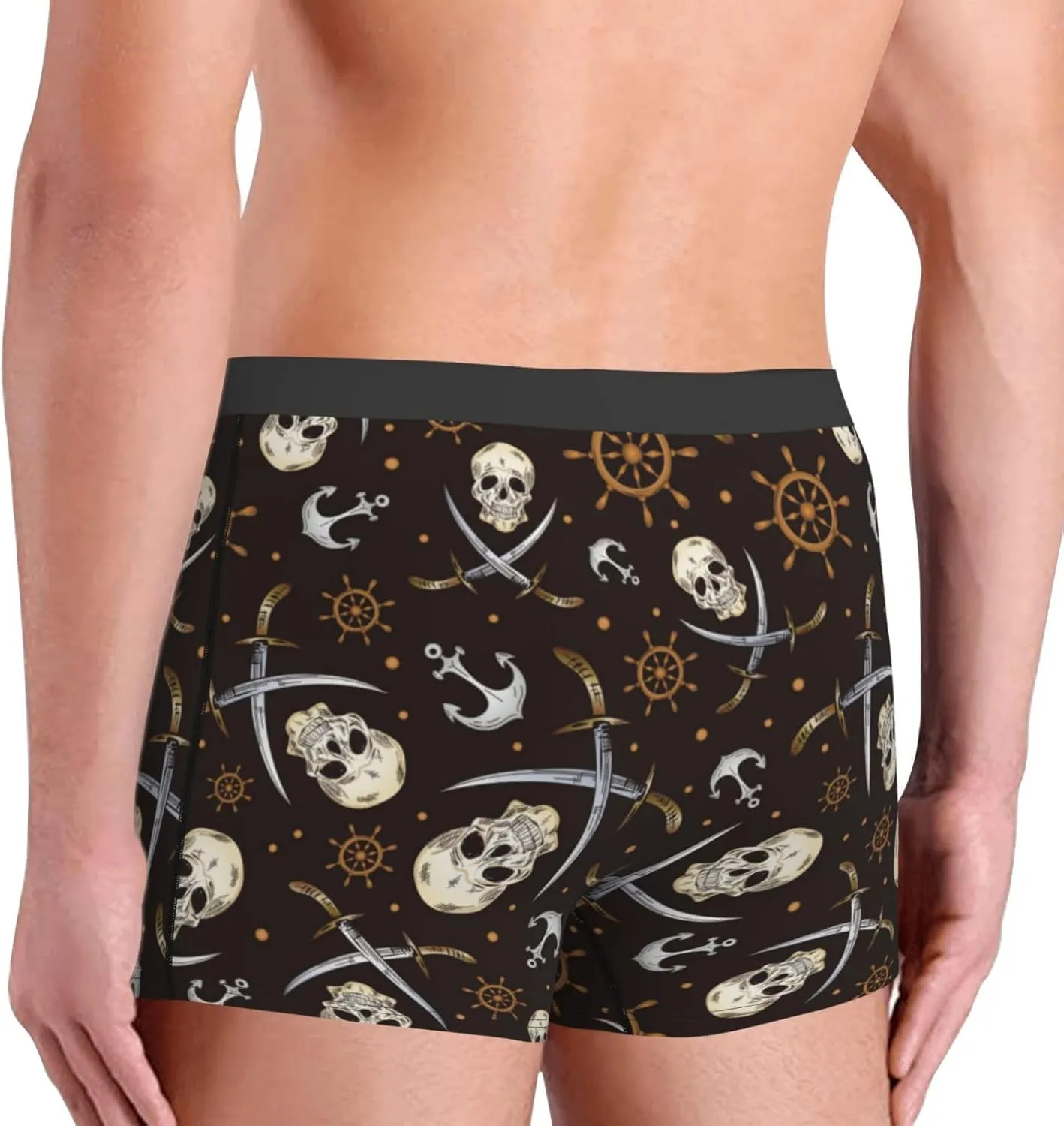 Pirate Skulls Print Boxer Briefs For Men Breathable Underwear-