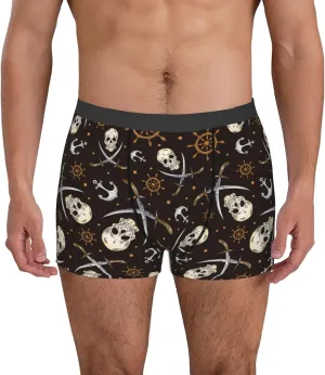 Pirate Skulls Print Boxer Briefs For Men Breathable Underwear-