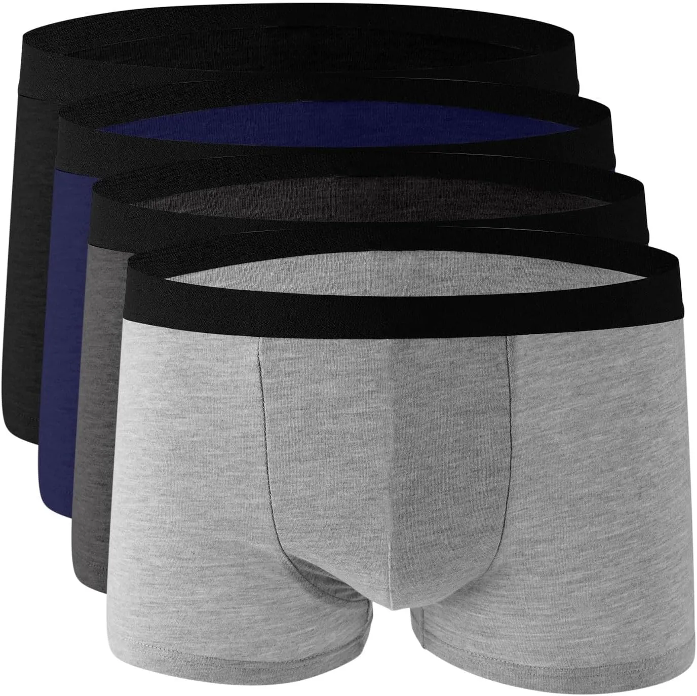 Plain Underwear for Men 4 Pack Cotton Stretch Boxer Briefs for Women Multipack Breathable Soft Trunks