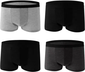 Plain Underwear for Men 4 Pack Cotton Stretch Boxer Briefs for Women Multipack Breathable Soft Trunks