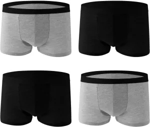 Plain Underwear for Men 4 Pack Cotton Stretch Boxer Briefs for Women Multipack Breathable Soft Trunks